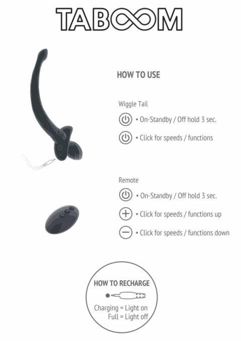 TABOOM Puppy Play Wiggle Tail silikonowy ogon z pilotem 7 trybow