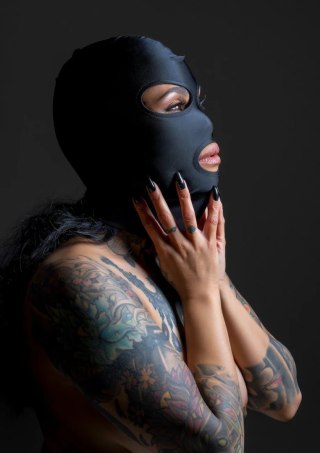 TABOOM Spandex Hood lekka maska z otworami na oczy i usta czarna