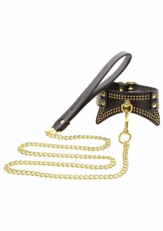 TABOOM Studded Collar and Leash czarny z złotymi ćwiekami, regulowany