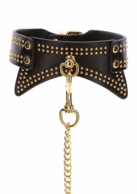 TABOOM Studded Collar and Leash czarny z złotymi ćwiekami, regulowany