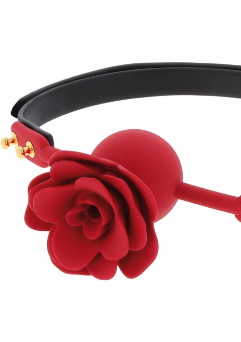 TABOOM Wild Roses Ball Gag silikonowy z regulowanym paskiem czarny