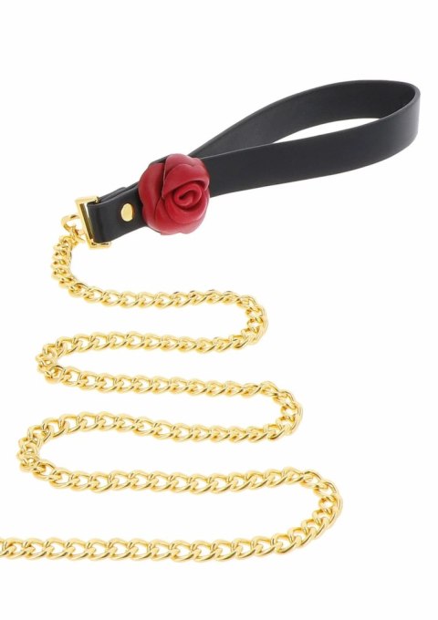 TABOOM Wild Roses - elegancka obroża z rożą i smyczą, czarna