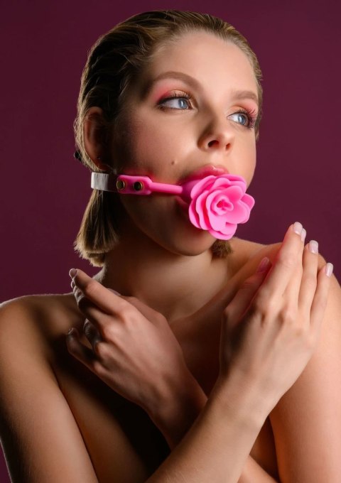 Taboom Malibu Rose Ball Gag silikonowy z regulowanym paskiem rożany