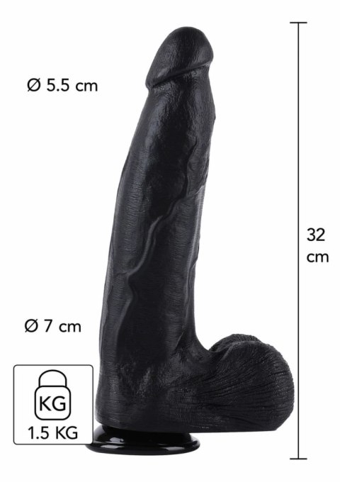 HIDDEN DESIRE Extreme Dong 32 cm - model XXL, czarny, PVC
