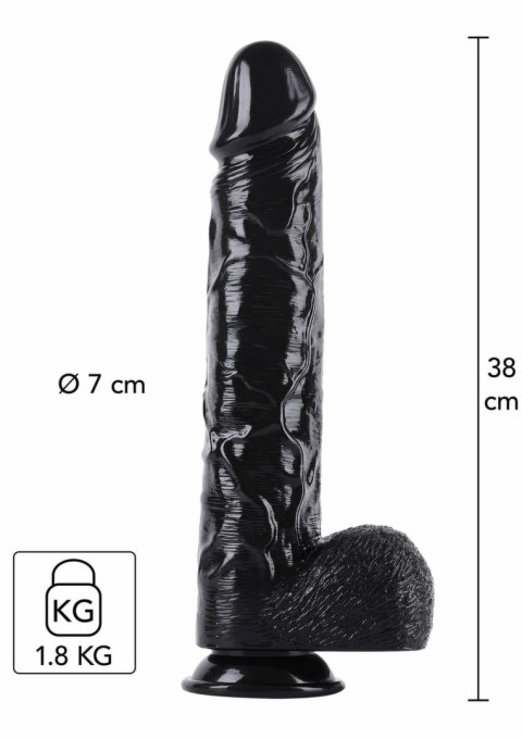 HIDDEN DESIRE Extreme Dong 38 cm - model XXL, szeroka podstawa, czarny