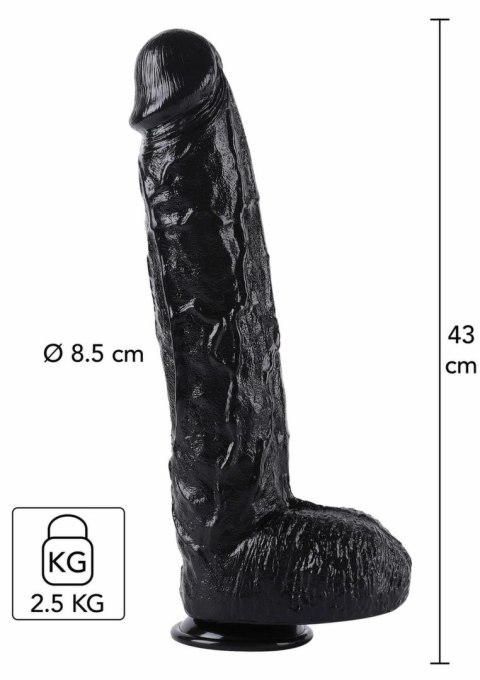 HIDDEN DESIRE Extreme Dong 43 cm - model XXL, czarny, PVC