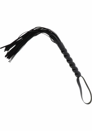 Long Beaded Flogger Whip czarny bat z koralikami PU leather 70 cm