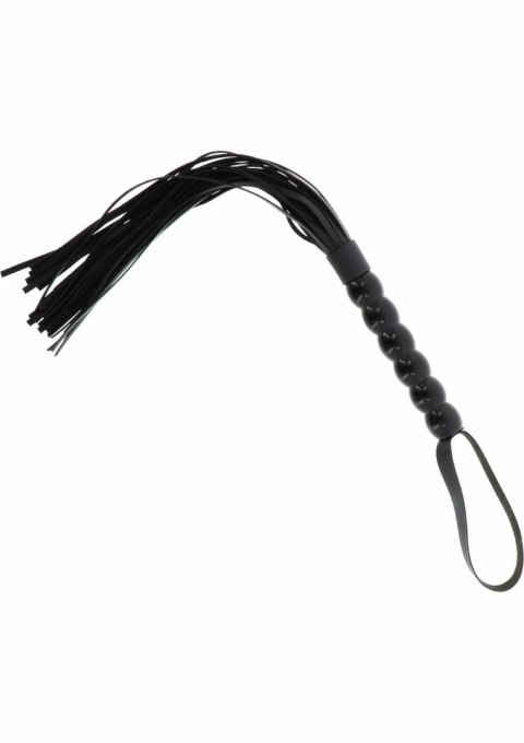 Long Beaded Flogger Whip czarny bat z koralikami PU leather 70 cm
