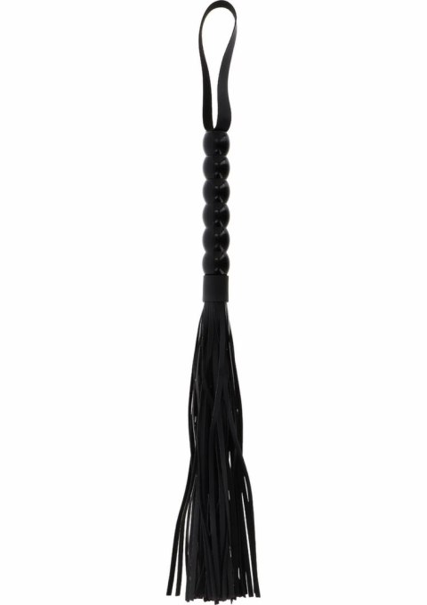 Long Beaded Flogger Whip czarny bat z koralikami PU leather 70 cm