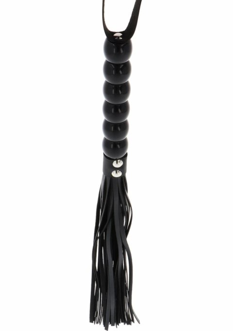 Long Beaded Flogger Whip czarny bat z koralikami PU leather 70 cm