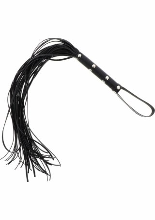Long Studded Flogger Whip - długi bat z ćwiekami, czarny, PU leather