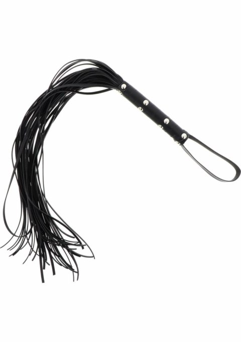 Long Studded Flogger Whip - długi bat z ćwiekami, czarny, PU leather
