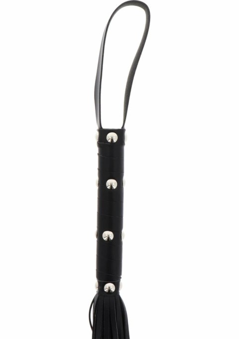 Long Studded Flogger Whip - długi bat z ćwiekami, czarny, PU leather