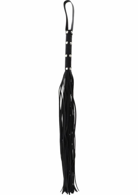 Long Studded Flogger Whip - długi bat z ćwiekami, czarny, PU leather