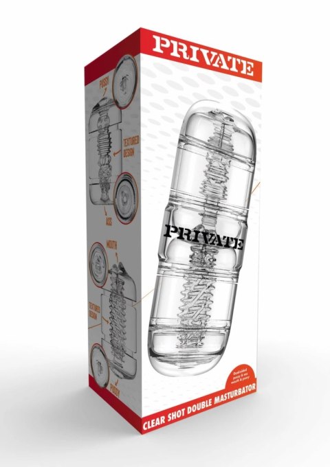 PRIVATE Clear Shot Double Intymna Maszyna Transparentna 3w1 w Etui