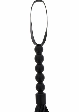 Short Beaded Flogger Whip czarny bat z koralikami PU Leather 40 cm