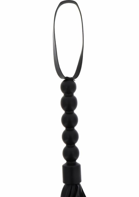 Short Beaded Flogger Whip czarny bat z koralikami PU Leather 40 cm