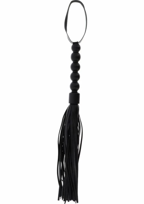 Short Beaded Flogger Whip czarny bat z koralikami PU Leather 40 cm
