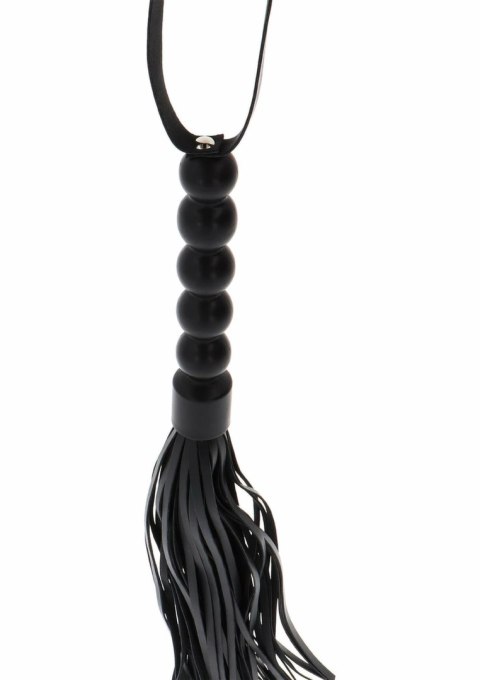 Short Beaded Flogger Whip czarny bat z koralikami PU Leather 40 cm