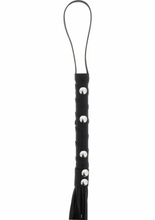 Short Studded Flogger Whip krotki bat z ćwiekami PU czarny