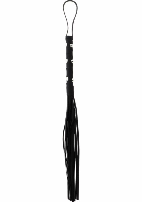 Short Studded Flogger Whip krotki bat z ćwiekami PU czarny
