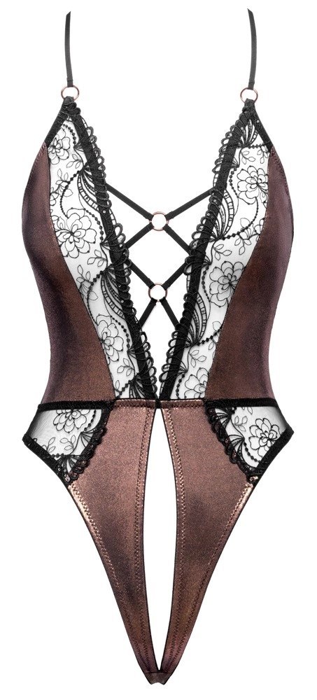 Cottelli LINGERIE Body Copper L - miedziany połysk, koronka, rozmiar L