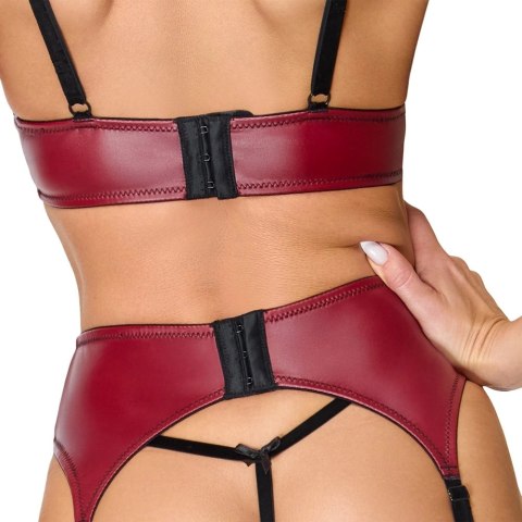 Cottelli LINGERIE komplet 3-częściowy L, bordowy z czarną koronką