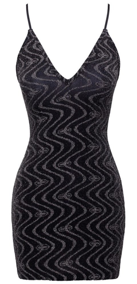 Cottelli PARTY Mini Dress S czarna sukienka z połyskiem, regulowane ramiączka