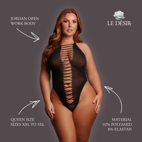 Le Desir Jordan Open Work Body Queen Size czarny XXL-5XL elastyczny