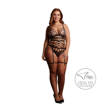 Le Desir Lola Strappy Set Queen Size komplet dwuczęściowy czarny XXL-5XL