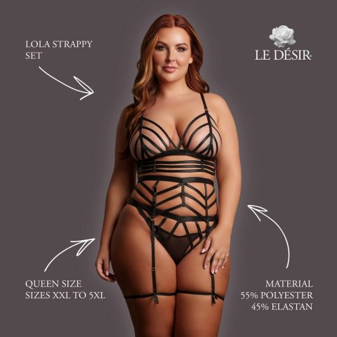 Le Desir Lola Strappy Set Queen Size komplet dwuczęściowy czarny XXL-5XL