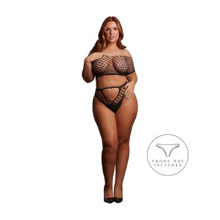 Le Desir Melia Open Work Set Queen Size komplet czarny XXL-5XL