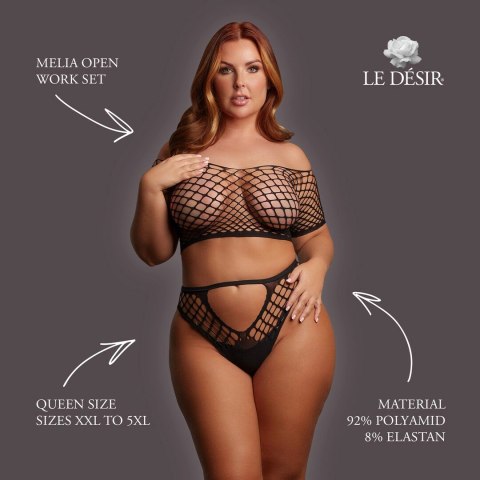 Le Desir Melia Open Work Set Queen Size komplet czarny XXL-5XL
