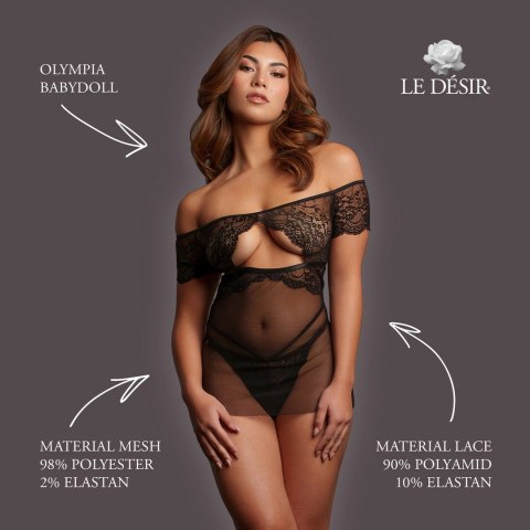 Le Desir Olympia Babydoll Czarna Koronkowa Tunika One Size S-XL