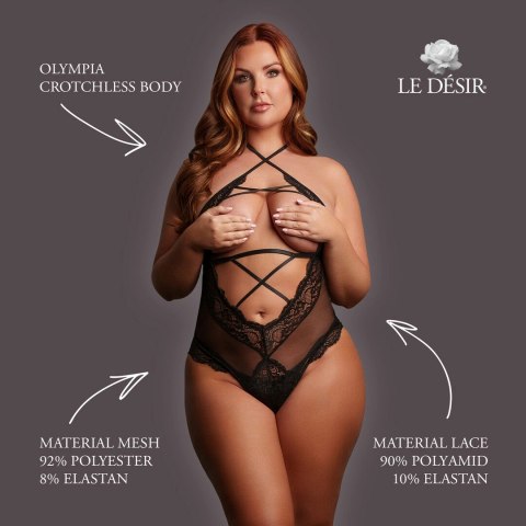 Le Desir Olympia Body bez części intymnej Queen Size czarny XXL-5XL koronka