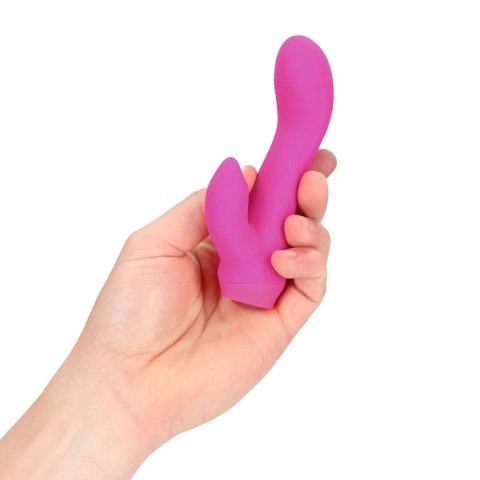 Mini Curved Rabbit Vibrator Pink - masażer dwusilnikowy silikonowy