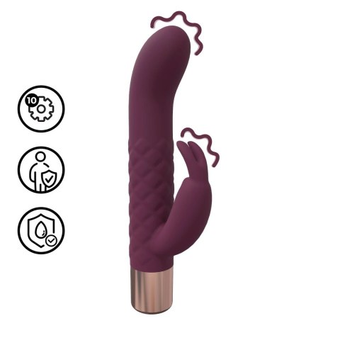 Mini Rabbit Vibrator Burgundy - kompaktowy masażer silikonowy, wodoodporny