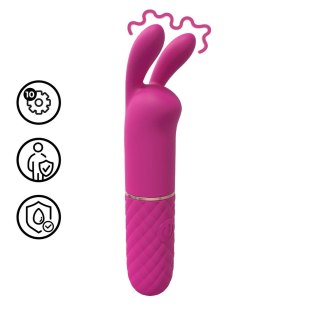 Mini Rabbit Vibrator Pink - kompaktowy masażer dwustrefowy, silikonowy