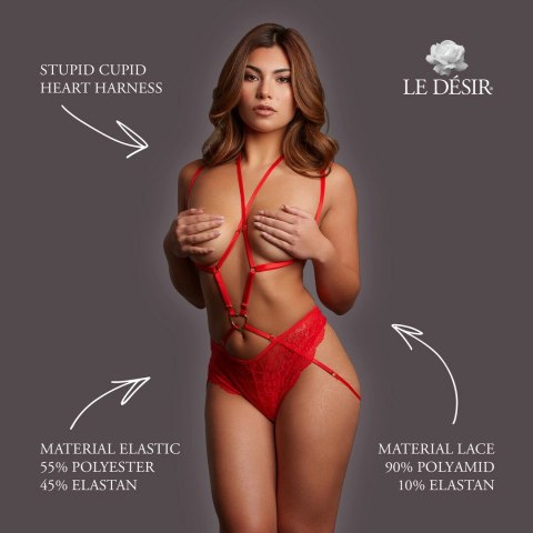 Stupid Cupid Heart Harness czerwony zestaw paskow One Size