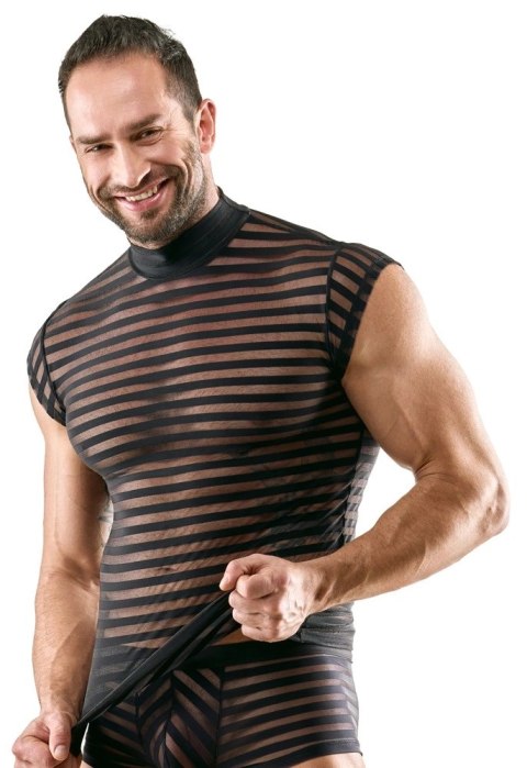 Svenjoyment Men's Shirt M czarna koszula z paskami, transparentna