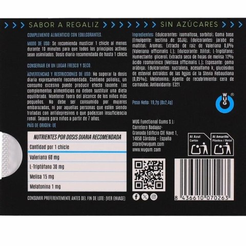 WUG SLEEP GUM guma do żucia z melatoniną i walerianą, lukrecja, 8 szt.