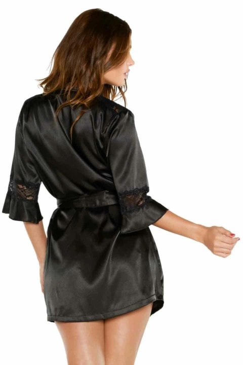 Christine le Duc Kimono Sensuality satynowe z koronką czarne L/XL