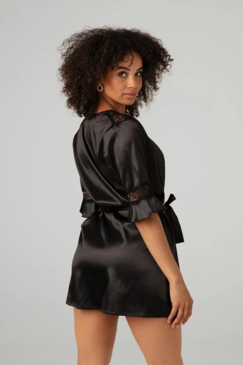 Christine le Duc Kimono Sensuality satynowe z koronką czarne L/XL