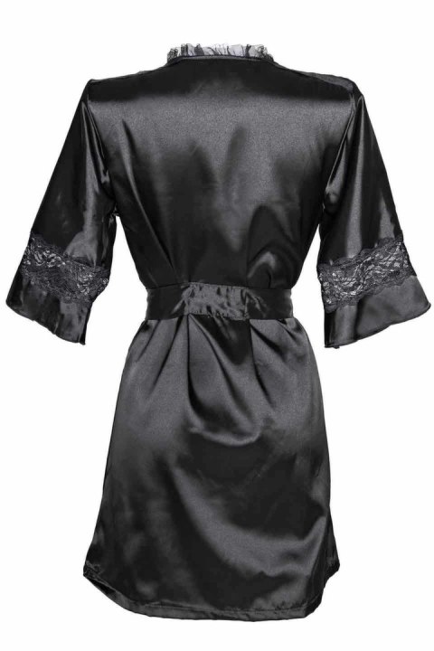 Christine le Duc Kimono Sensuality satynowe z koronką czarne L/XL