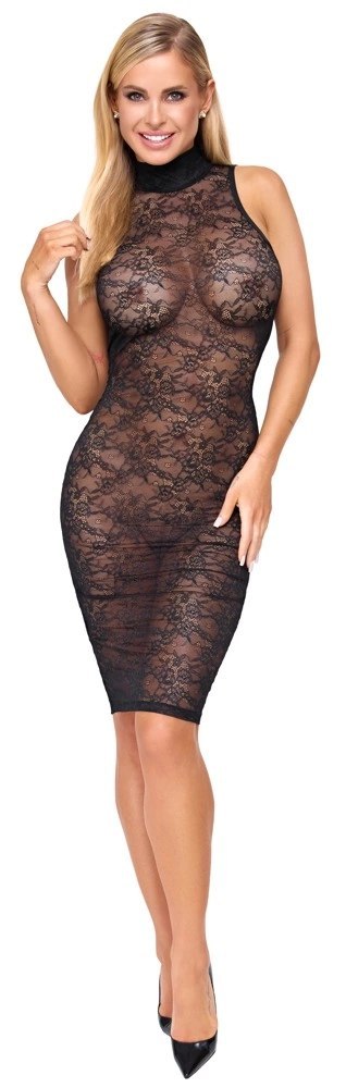 Cottelli LINGERIE Lace Dress L czarna sukienka koronkowa bez rękawow