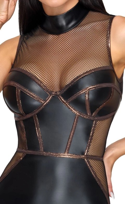 Cottelli PARTY Dress Net M - Sukienka z matowym wykończeniem i siateczką