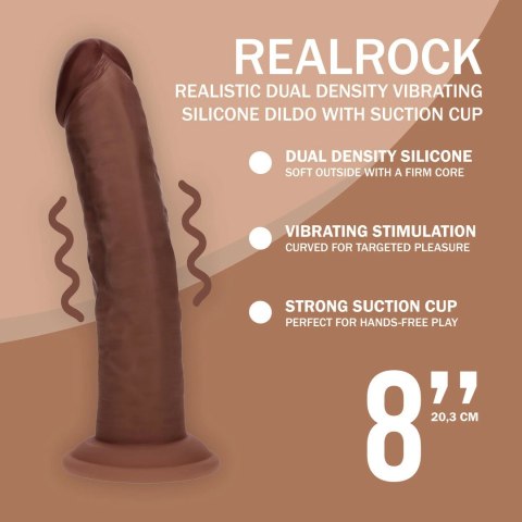 Dual Density Silicone Curved Vibrator z Przyssawką 20,3 cm Brązowy