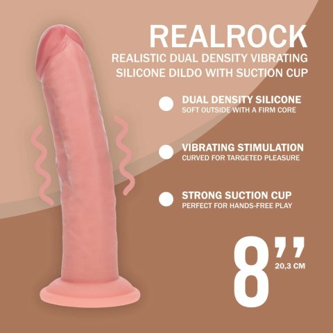 Dual Density Silicone Curved Vibrator z Przyssawką 20,3 cm Flesh