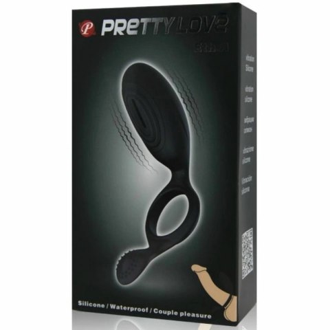 Pretty Love Ethel czarny pierścień wibrujący ze stymulatorem silikonowy