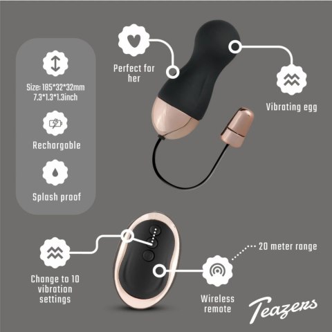 Teazers Vibrating Egg Black - bezprzewodowe jajko wibrujące, 10 trybow